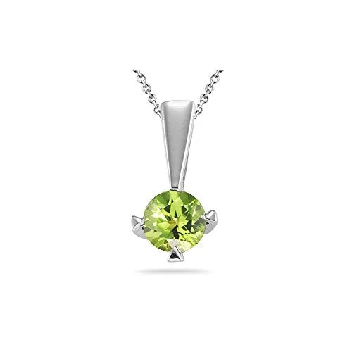 1.00 Ct Peridot Solitaire Pendant in Silver