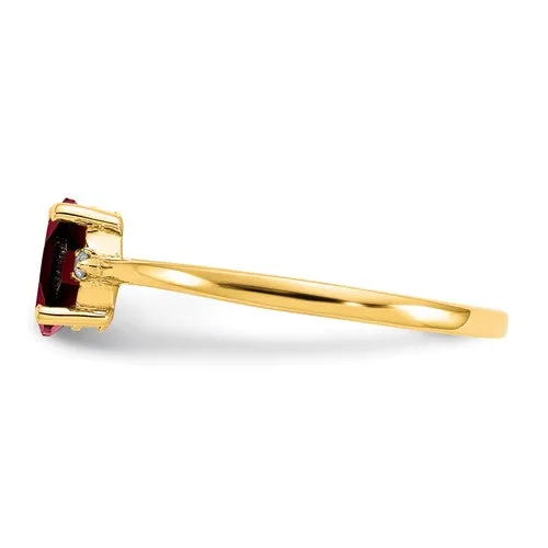 14KT DIAMOND AND GARNET BIRTHSTONE RING