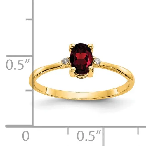 14KT DIAMOND AND GARNET BIRTHSTONE RING