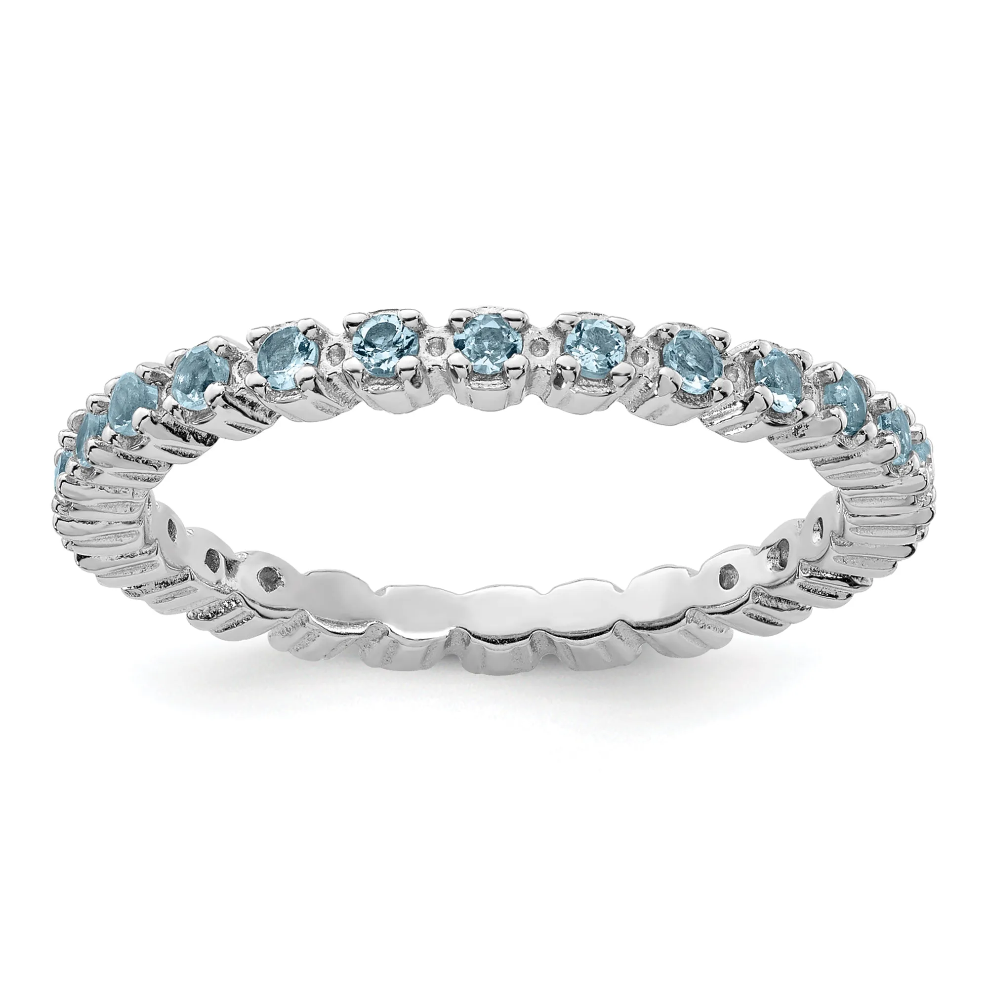 Aquamarine Sterling Silver Stackable Eternity Ring | Size 10