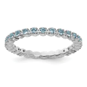 Aquamarine Sterling Silver Stackable Eternity Ring | Size 10