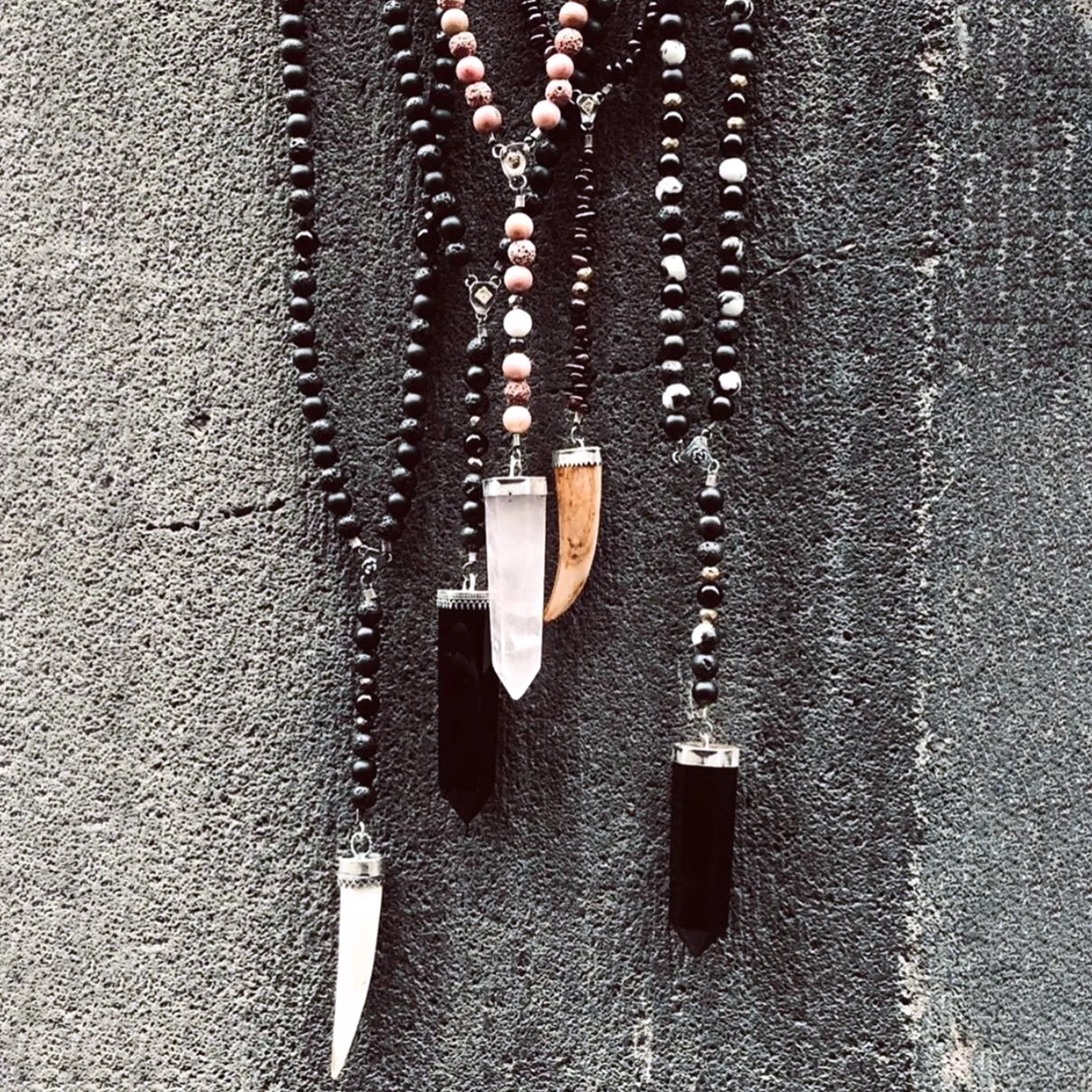 Handcrafted Prayer Beads Bone - Blue (Lava Stone, Lapis Lazuli, Agate)