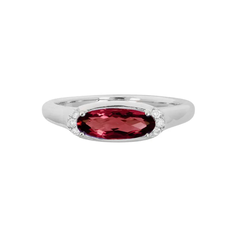 Horizontal Garnet & Diamond Ring