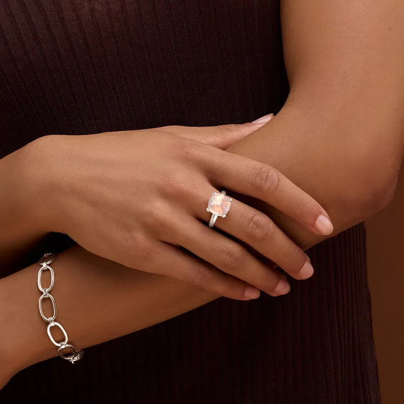 Kara Ring, Rose Quartz, Silver