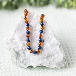 Kids | Lapis Lazuli   Cognac Amber Necklace