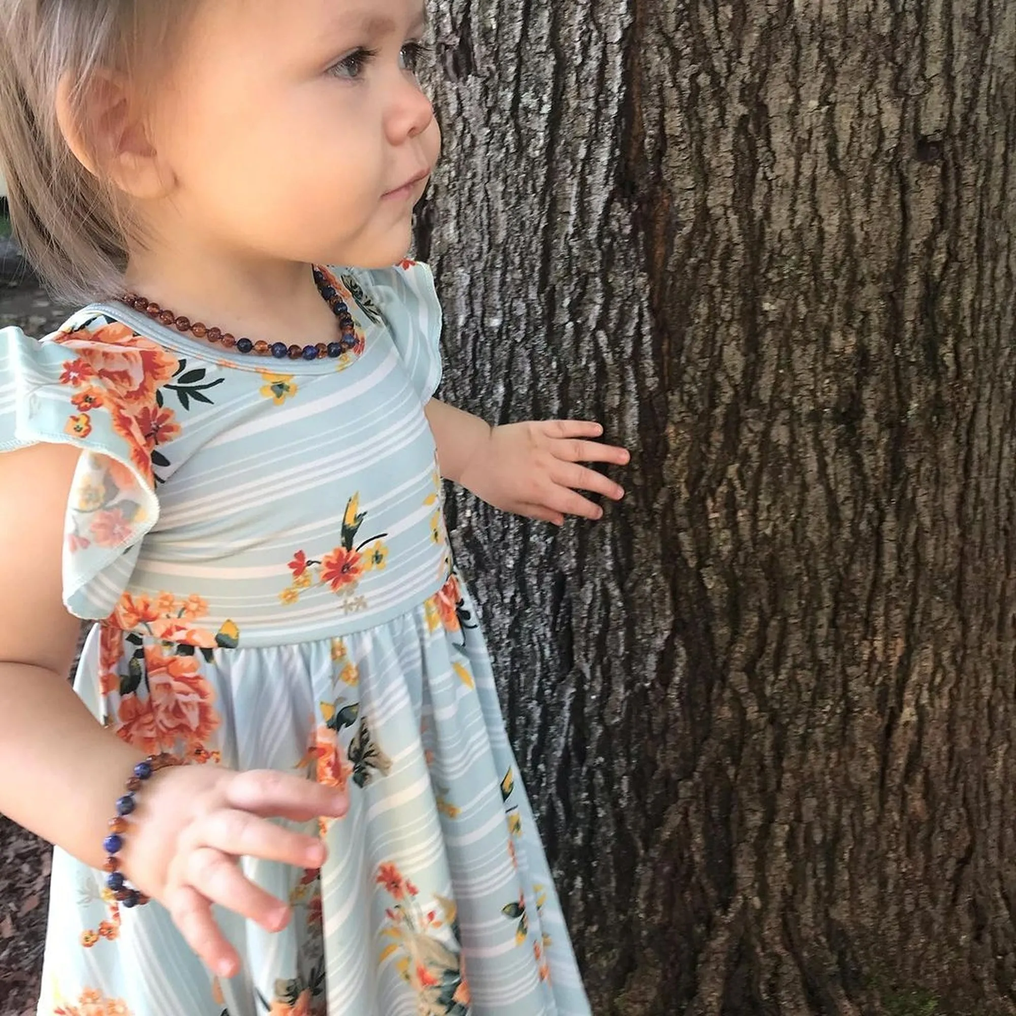 Kids | Lapis Lazuli   Cognac Amber Necklace