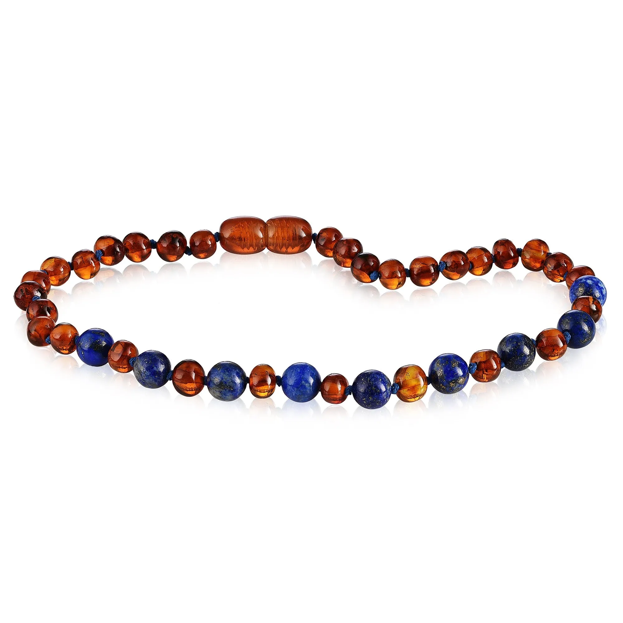 Kids | Lapis Lazuli   Cognac Amber Necklace