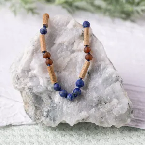 Kids | Lapis Lazuli   Raw Cognac Amber Hazelwood Necklace