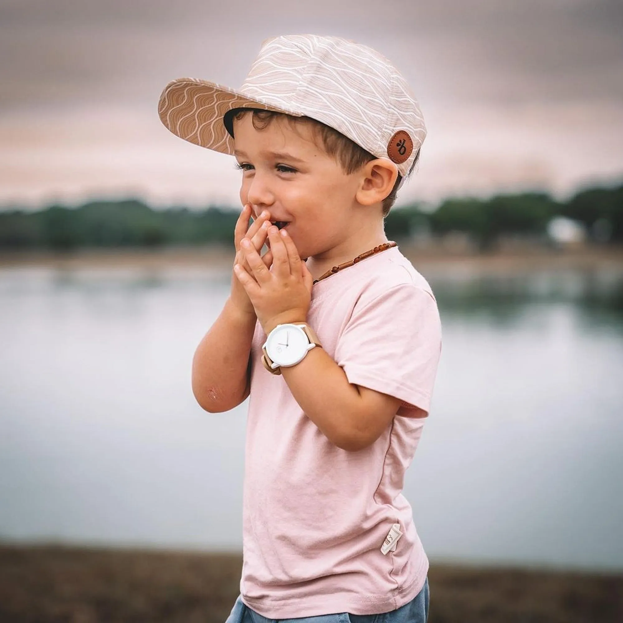 Kids | Lapis Lazuli   Raw Cognac Amber Hazelwood Necklace