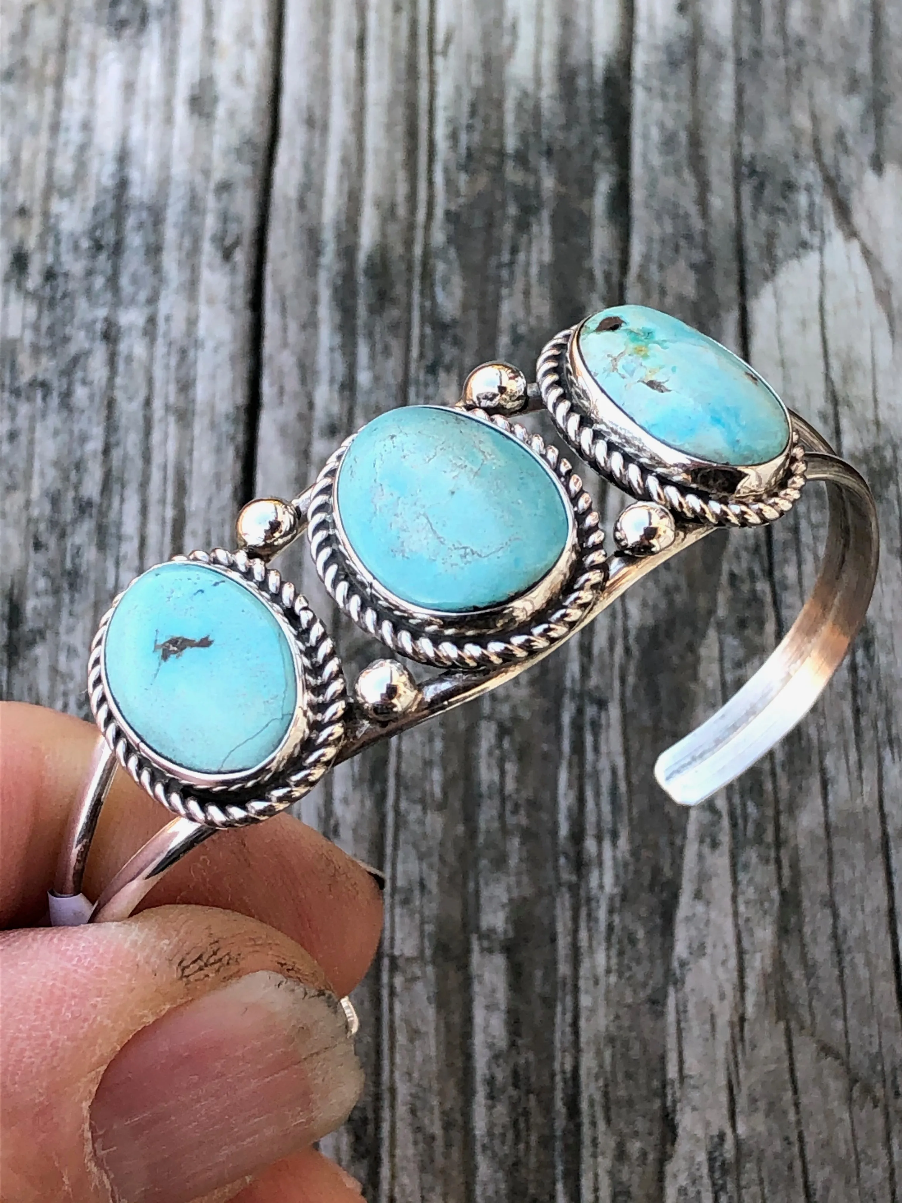 Navajo Turquoise Triple stone bracelet