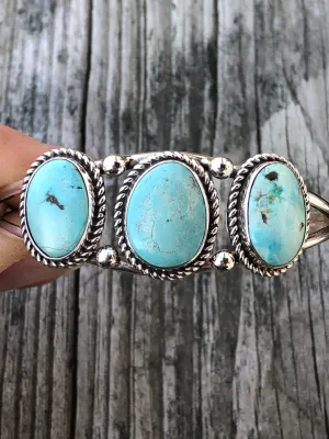 Navajo Turquoise Triple stone bracelet