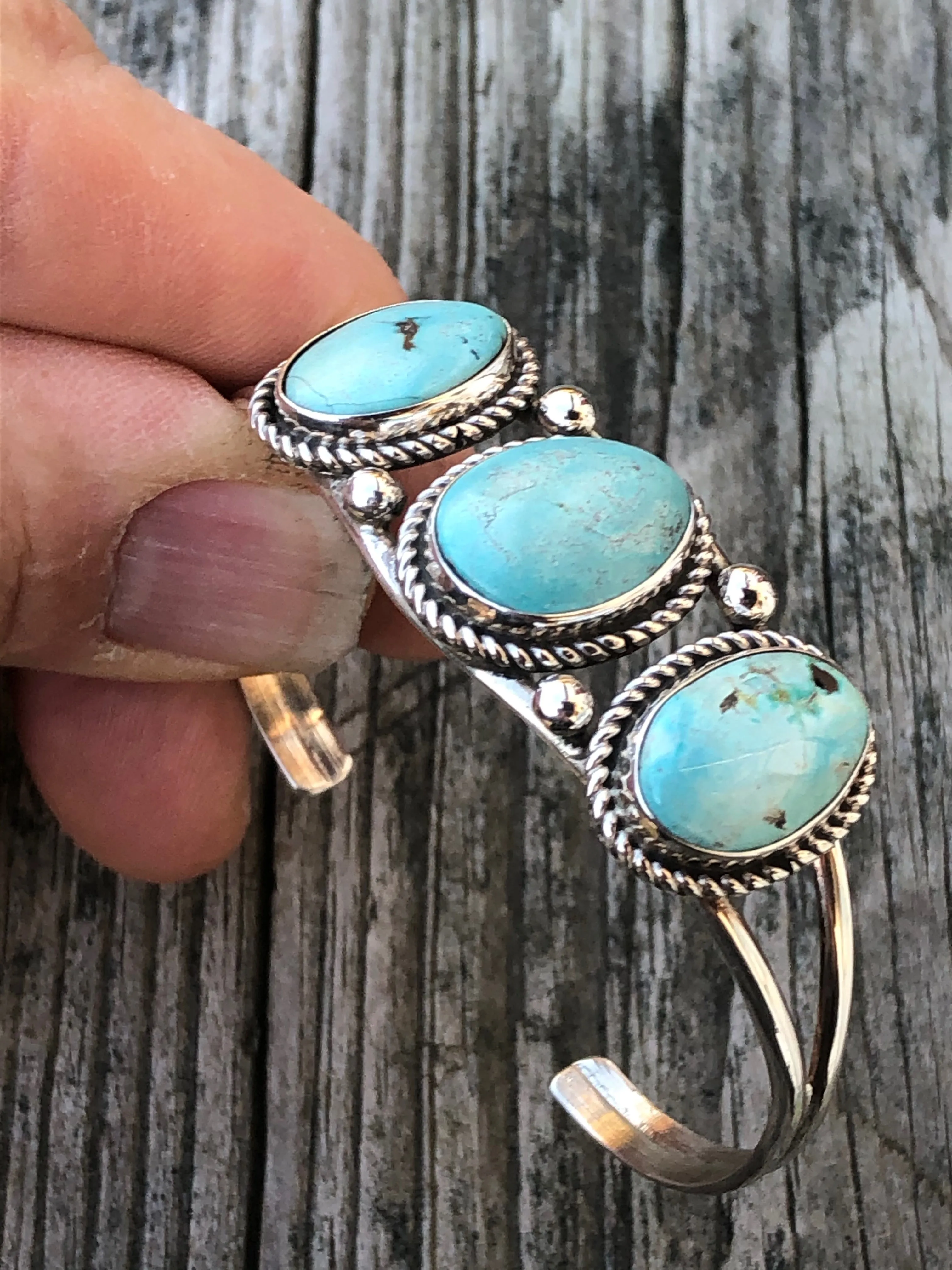 Navajo Turquoise Triple stone bracelet