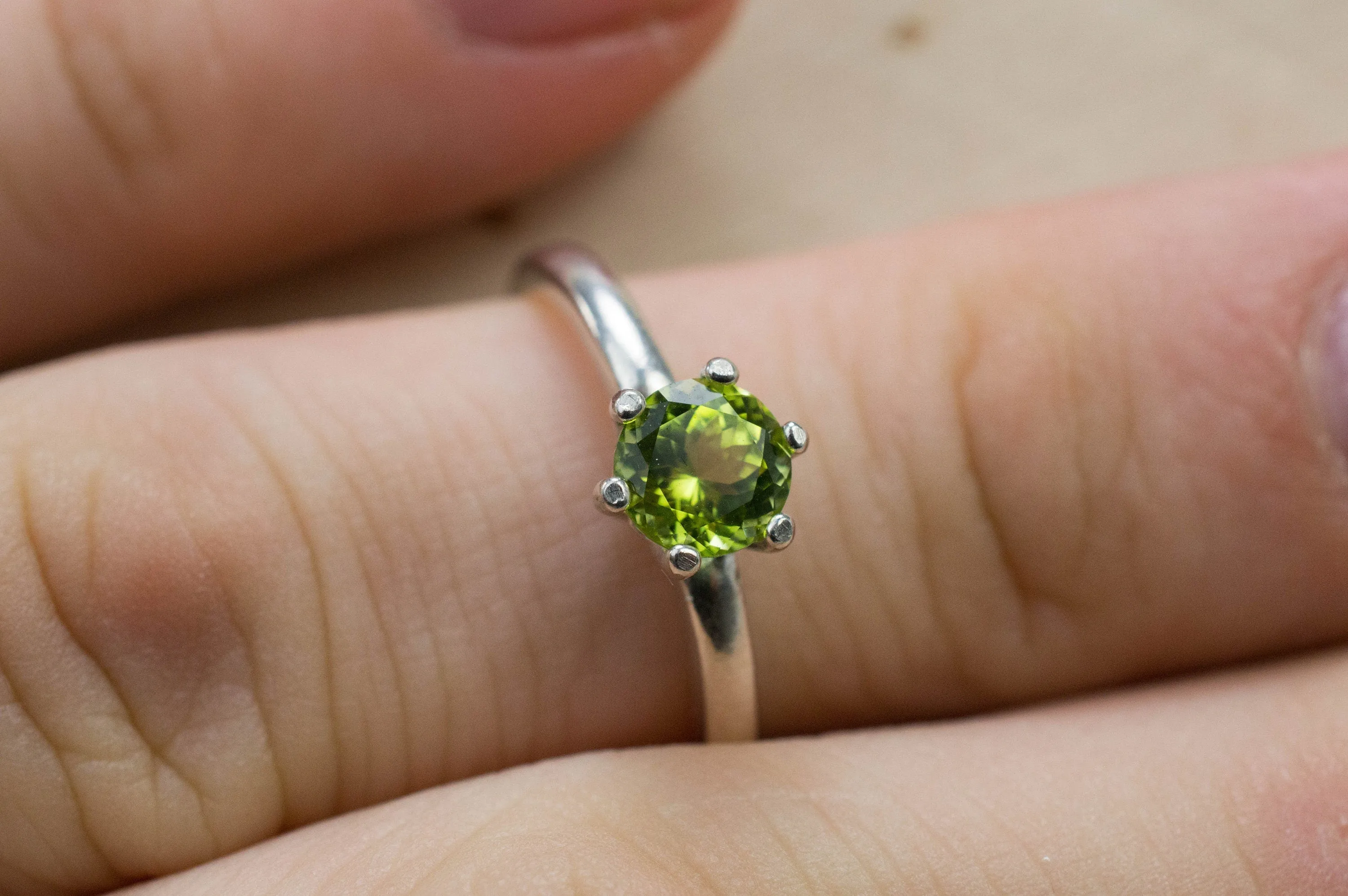 Peridot Ring, Natural Untreated Tanzania Peridot; 0.770cts