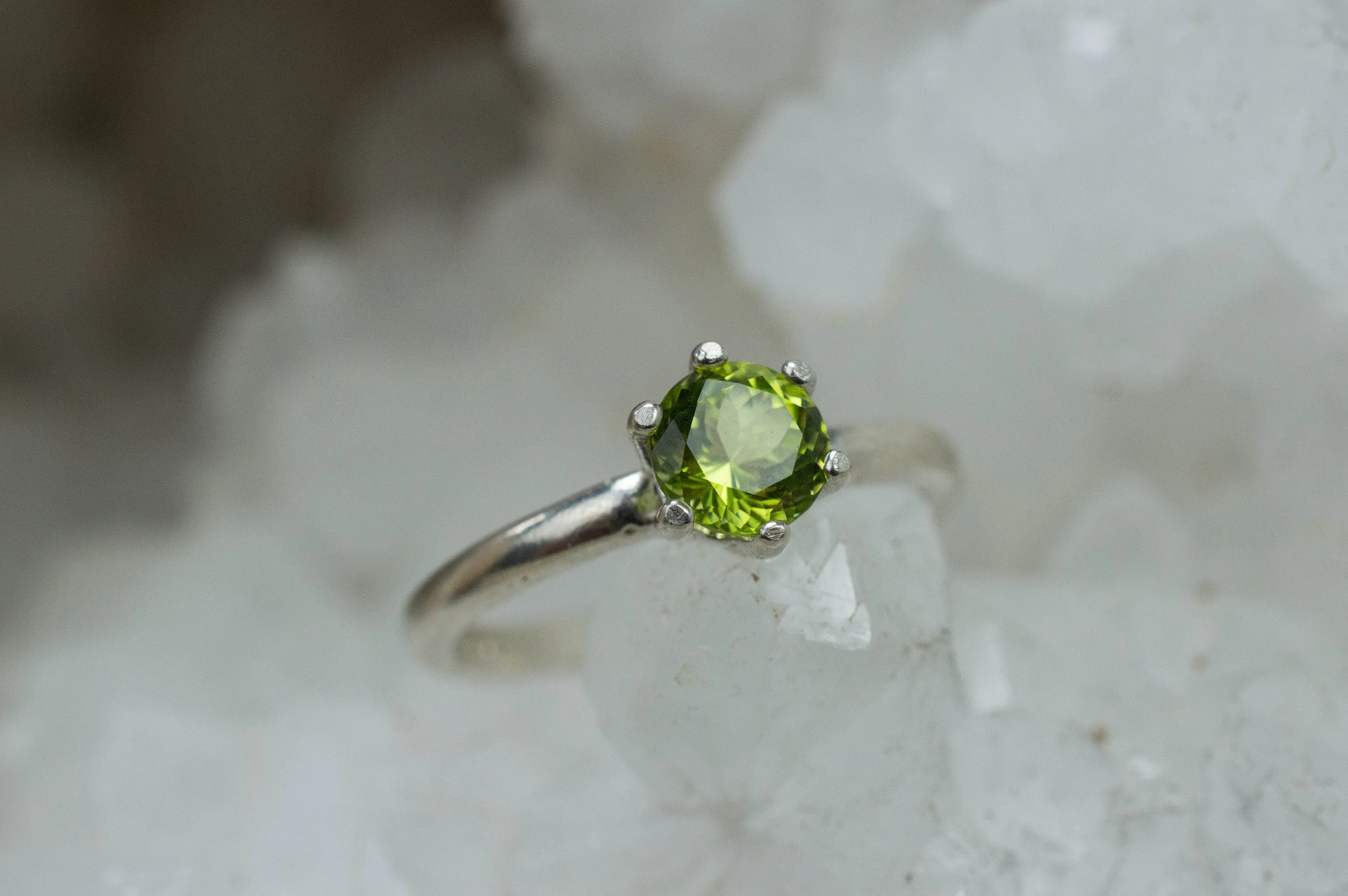 Peridot Ring, Natural Untreated Tanzania Peridot; 0.770cts