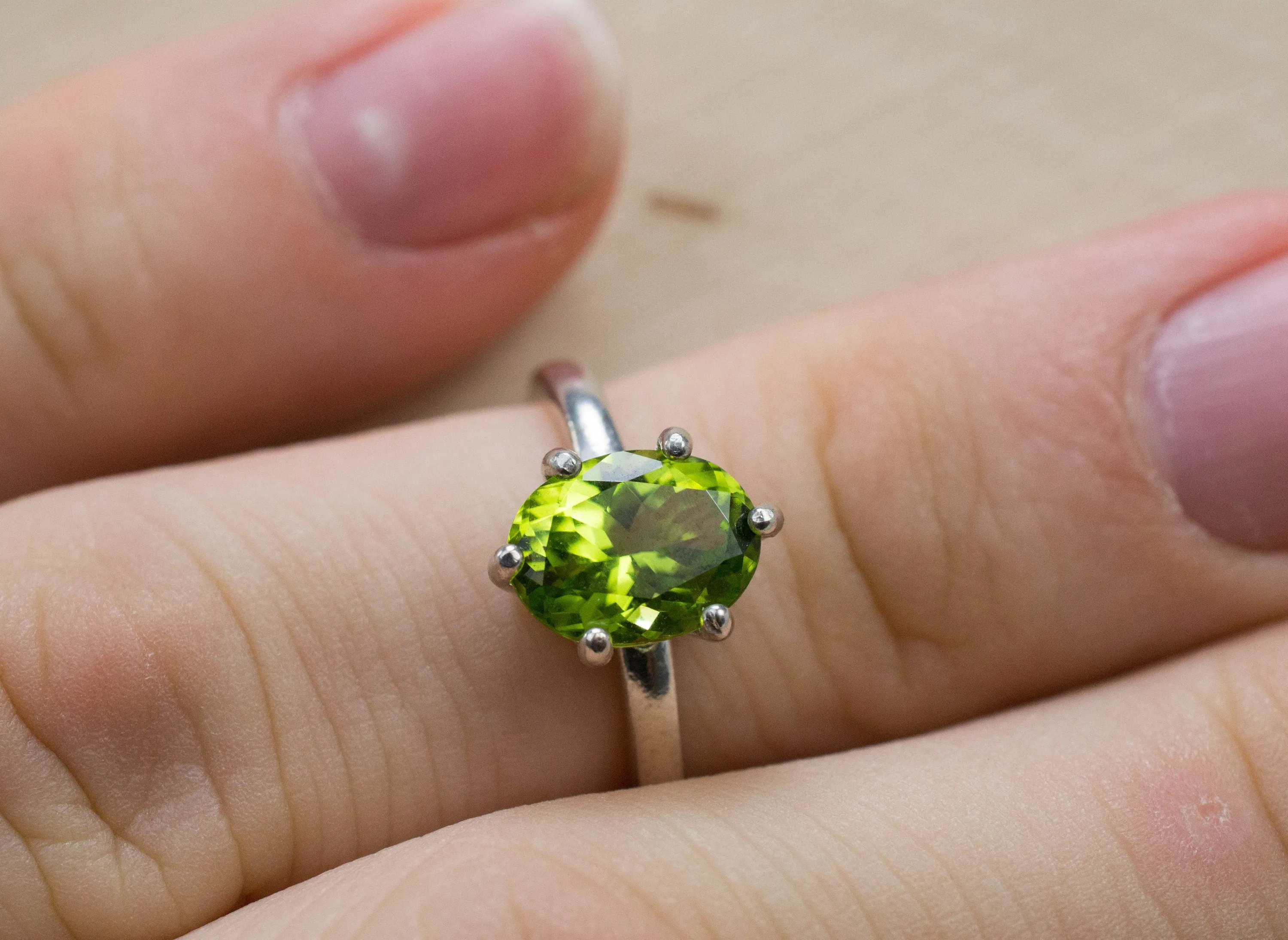 Peridot Ring, Natural Untreated Tanzania Peridot; 2.035cts