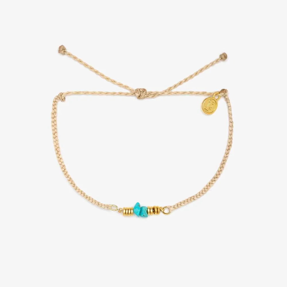 Pura Vida Turquoise Chip Bitty Braid Anklet - Beige