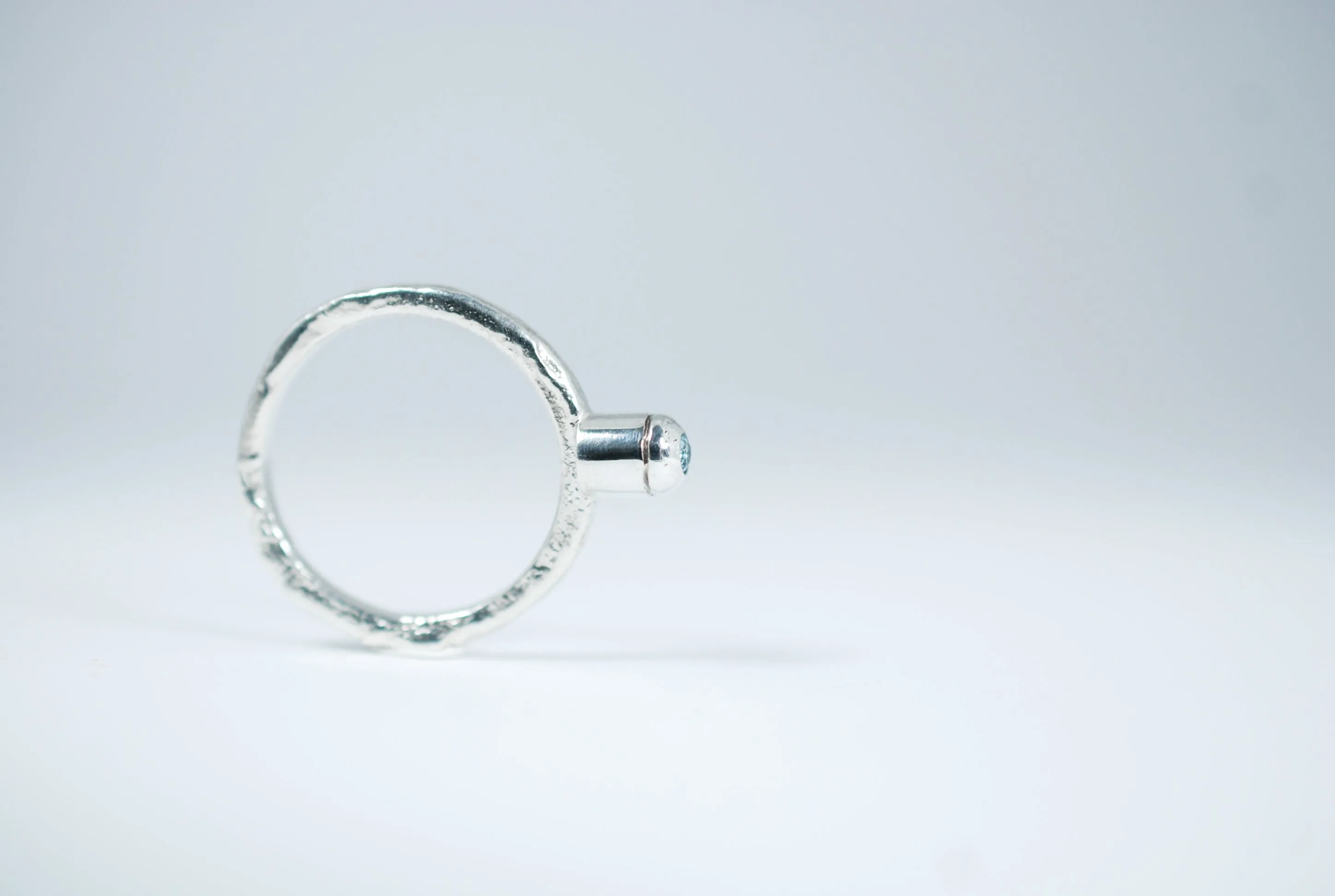 Silver stacking ring with blue Topaz.