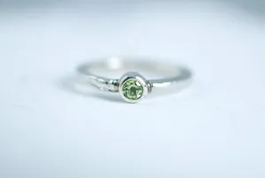 Silver stacking ring with Green Peridot
