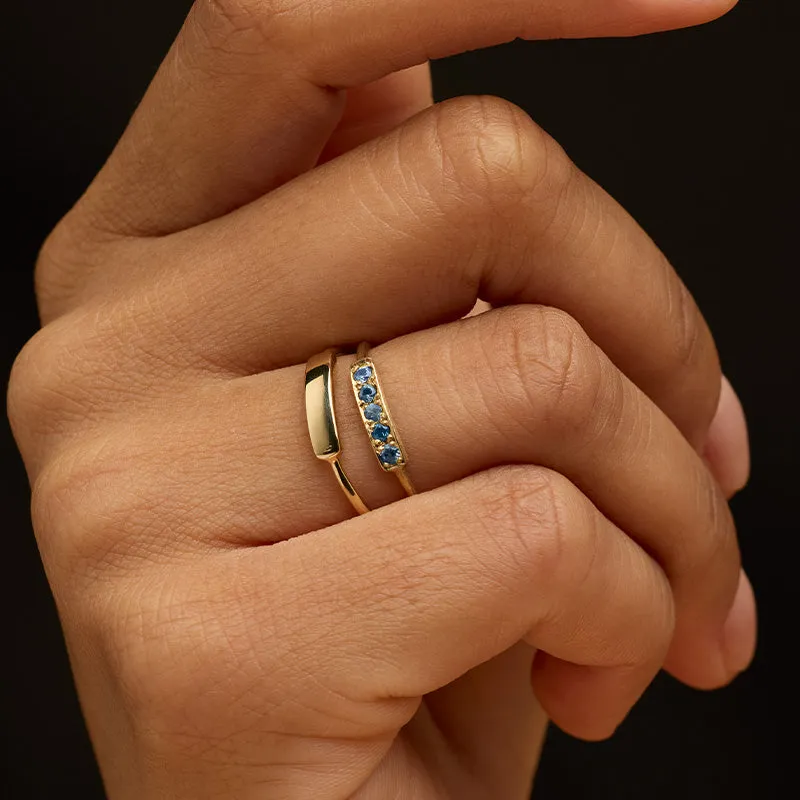 Skinny Band, Blue Sapphire, 9kt Yellow Gold