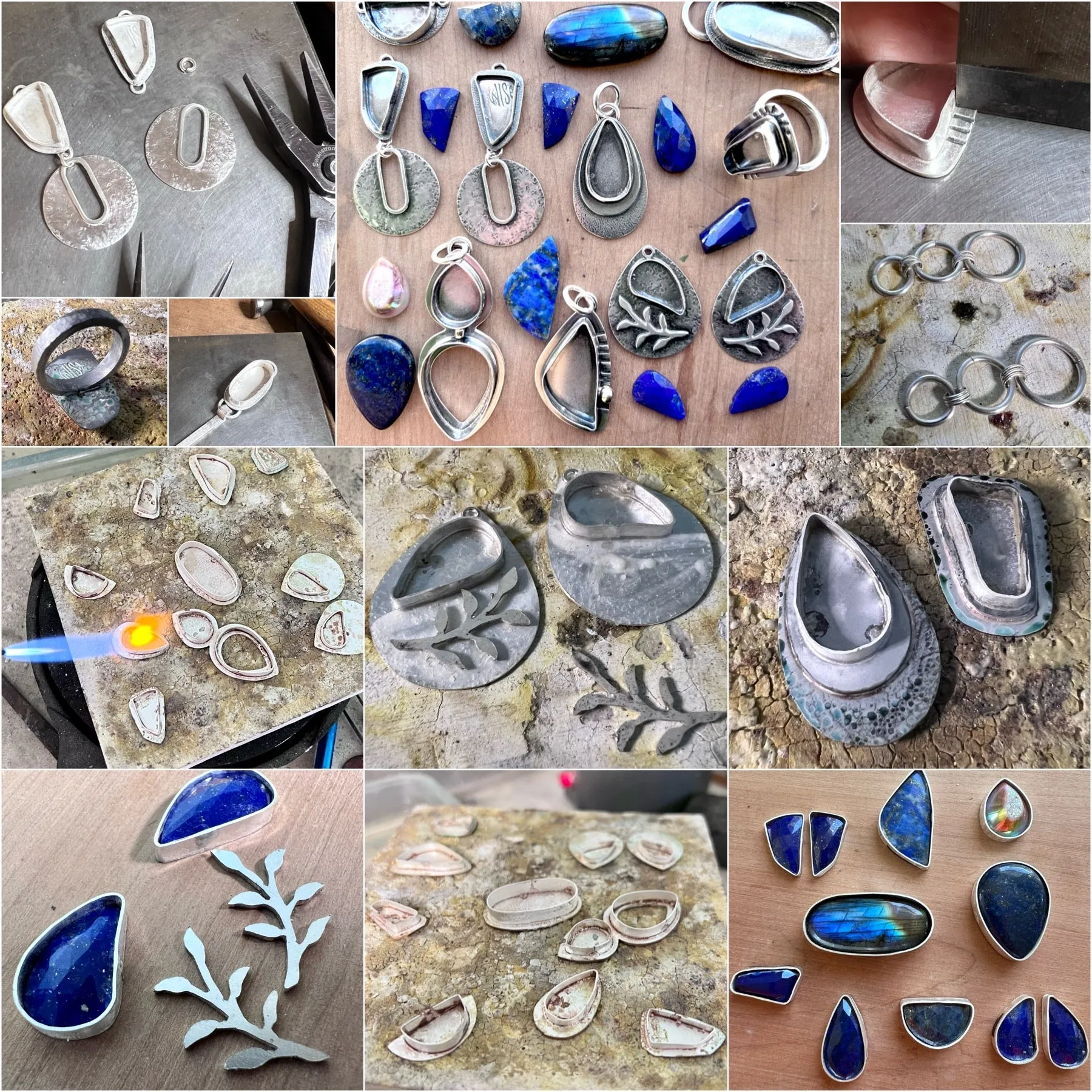 Sterling Silver Lapis Earrings Genuine Lapis Lazuli Blue Natural Stone Teardrop Dangle Earrings One of a Kind Handmade Jewelry