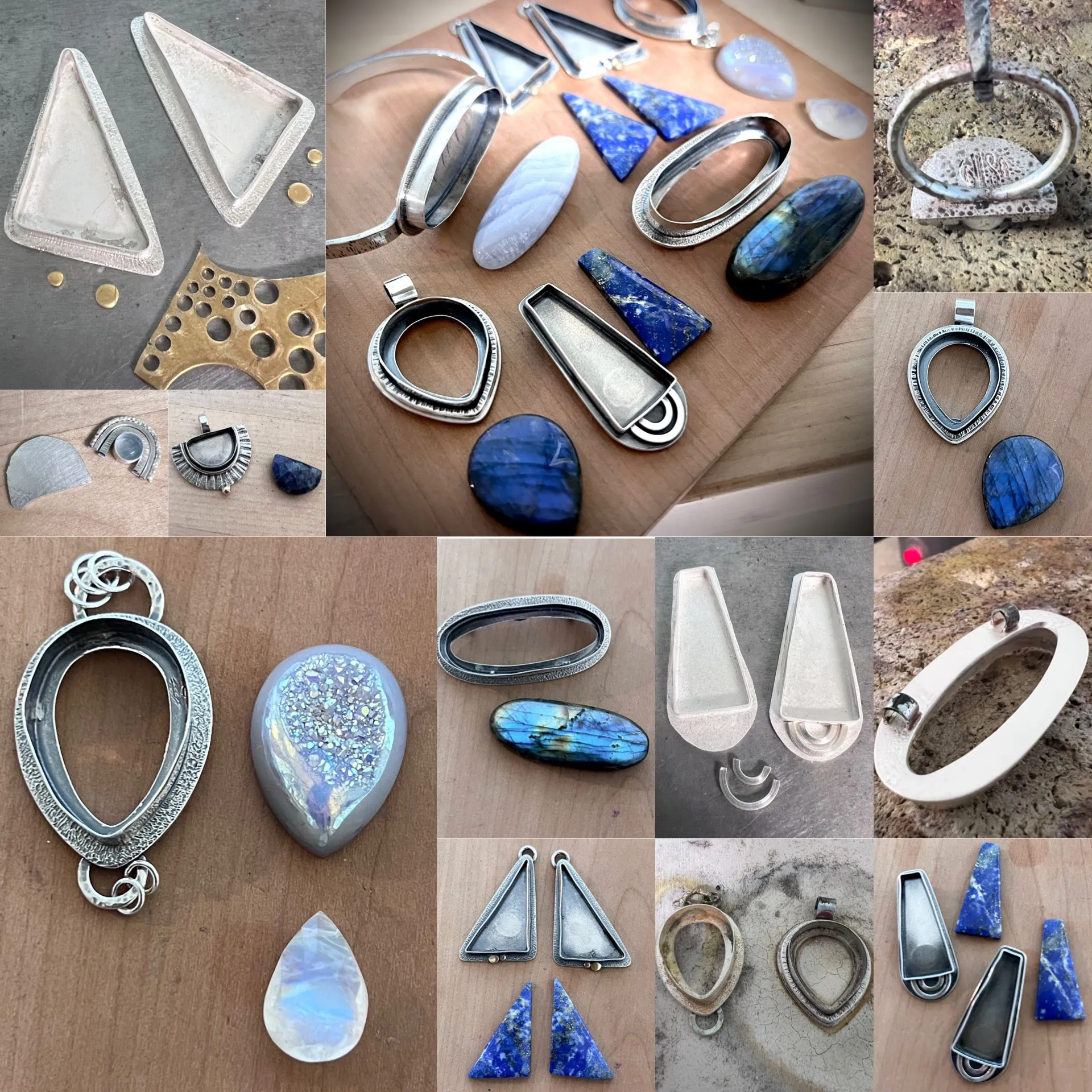 Sterling Silver Lapis Lazuli Earrings | Blue Natural Stone Wire-wrapped Dangle Earrings