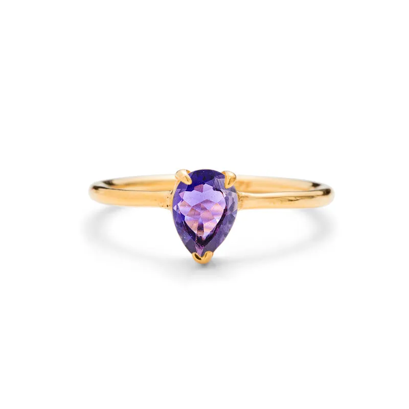Teardrop Ring, Amethyst, 9kt Yellow Gold