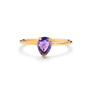 Teardrop Ring, Amethyst, 9kt Yellow Gold