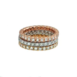 Tri Color Stackable 3 Diamond Bands