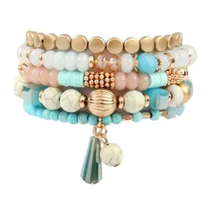 Turquoise Multi-Beaded Stretch Bracelet
