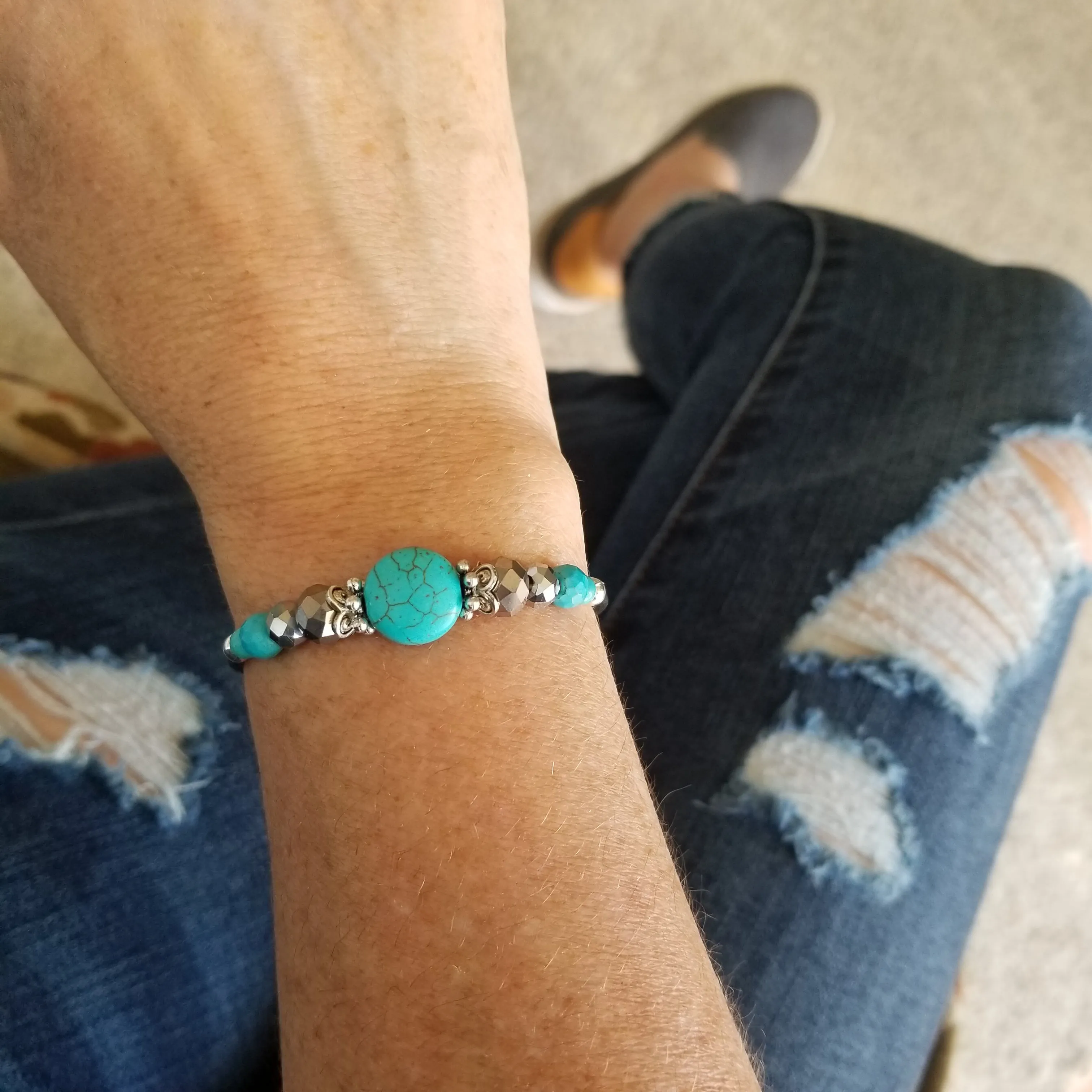 Wrap Bracelet & Earring Set - Turquoise