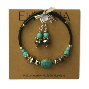 Wrap Bracelet & Earring Set - Turquoise